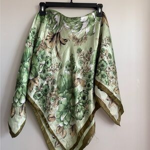 Vintage Green and Brown Floral Scarf